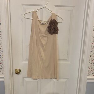 Cato Cream Tank Top with Brown Floral Accent